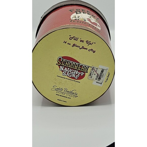 Vtg Santa Barbara Free Beer! Tomorrow 14 Oz Frosted Glass Mug With Box - Picture 9 of 9